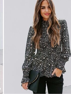 Vici Black Floral Blouse